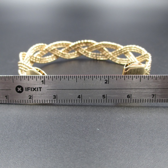 Vintage Simple Gold Tone Braided Cuff Bracelet - Picture 6 of 6
